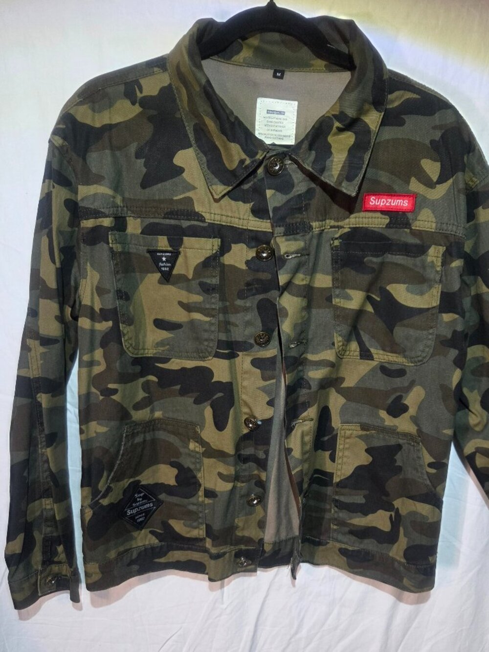 Supzums Camo Denim Jacket | Green Camouflage Motorcycle Jacket